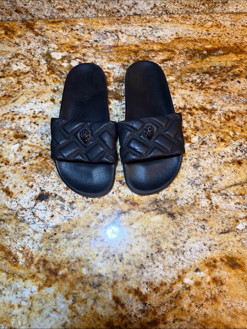 Kurt Geiger Black Quilted Slide Sandals